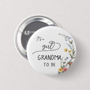 It's a Girl! Colorful Wildflower Grandma-to-be 6 Cm Round Badge