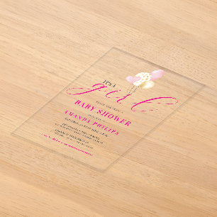 It's A Girl Colourful Balloons Acrylic Invitations