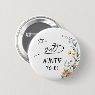 It's a Girl! Colourful Wildflower Auntie-to-be 6 Cm Round Badge