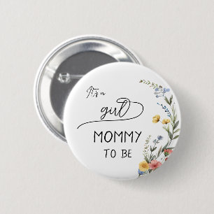 It's a Girl! Colourful Wildflower Mummy-to-be 6 Cm Round Badge