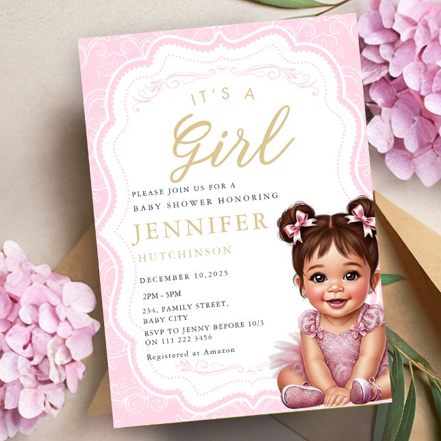It's A Girl Coquette Baby Girl Shower Invitation (It's A Girl Coquette Baby Girl Shower Invitation)