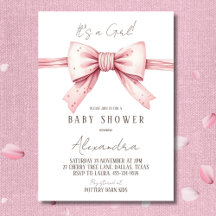It's a Girl Coquette Pink Bow Baby Shower
