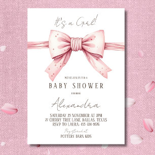 It's a Girl Coquette Pink Bow Baby Shower Invitation