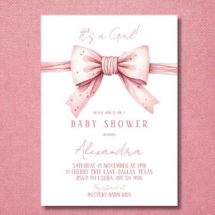 It's a Girl Coquette Pink Bow Baby Shower Invitation