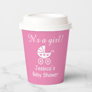 It's a girl custom pink baby shower party cups