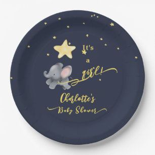 It's a Girl! Cute Elephant & Balloon Baby Shower Paper Plate