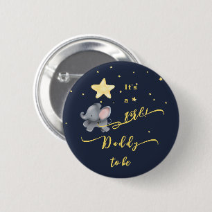 It's a Girl! Cute Elephant & Balloon Daddy-to-be 6 Cm Round Badge