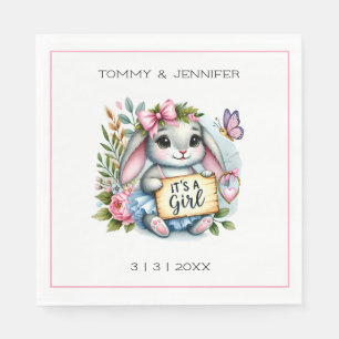It's a Girl Cute Little Bunny Baby Shower Napkin
