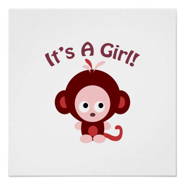 It's a girl! Cute Monkey Poster (Front)