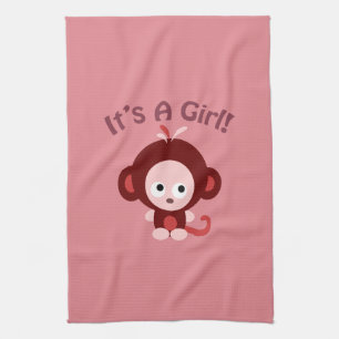 It's a girl! Cute Monkey Tea Towel