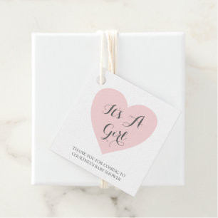 Its A Girl Cute Pastel Pink Heart Baby Shower Favour Tags