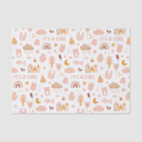 Its a girl. Cute pink toy pattern baby shower