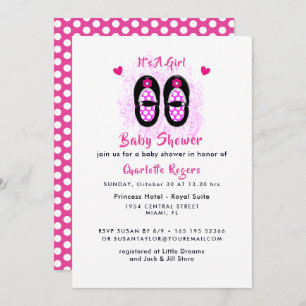It's A Girl Cute Shoes Baby Shower Invitation
