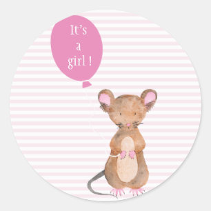 It's a girl    Cute Woodland Mouse Stickers