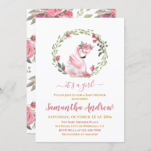 It's a Girl Delicate Flamingo Baby Shower Invitation