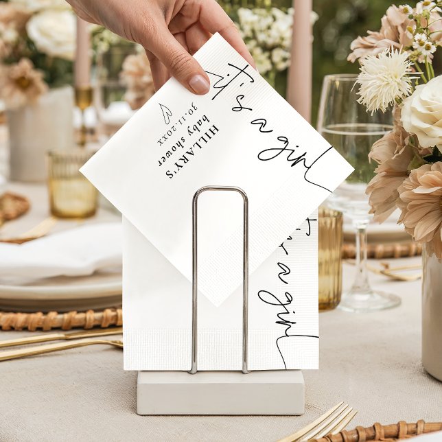 Its a Girl Elegant Calligraphy Baby Shower Napkin (Creator Uploaded)