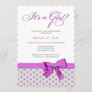 It's a Girl! Elegant Pink and Grey Polka-Dots Invitation