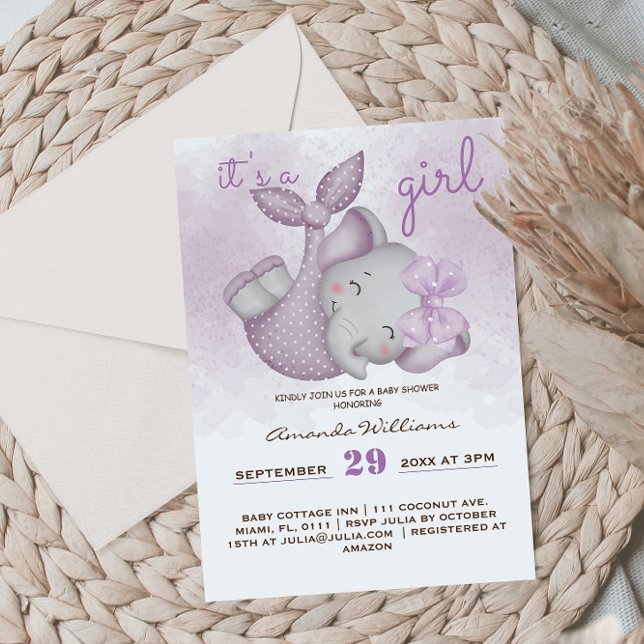 It's a girl elephant baby girl shower invitation (Creator Uploaded)