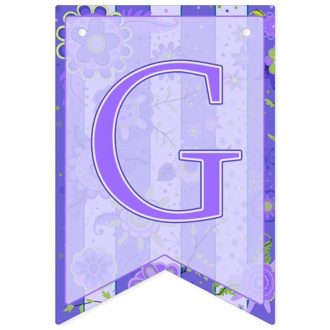 It's A Girl! Elephant Flowers Purple Swallowtail Bunting (Tenth Flag)