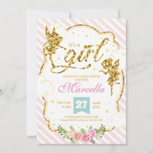 it's a girl fairy glitter announcement