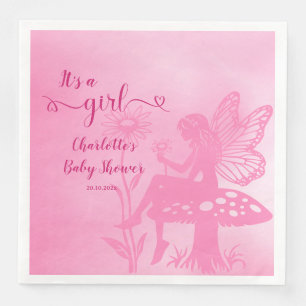 It's a Girl! Fairy Mushroom and Flower Baby Shower Napkin