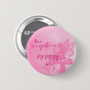 It's a Girl! Fairy Mushroom and Flower Mummy-to-be 6 Cm Round Badge
