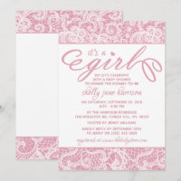It's a Girl! Fancy Pink & White Lace Baby Shower
