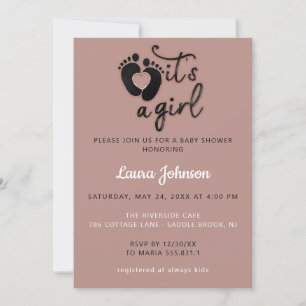 It's A Girl Feet Custom Photo New Baby Shower Inv Invitation
