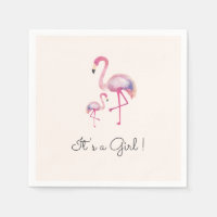 It's a Girl Flamingo Baby Shower Napkin