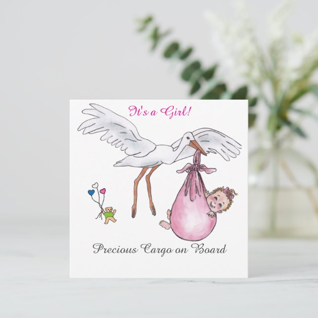 It's a Girl!  Flat Card (Standing Front)