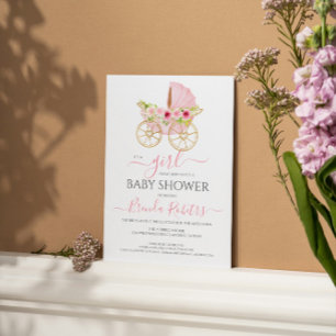 It's a girl floral baby crib invitation