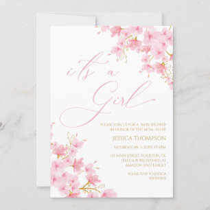i'ts a Girl Floral Baby Shower Cherry Blossom Invitation
