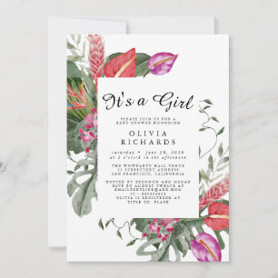 It's A Girl Floral Baby Shower Invitation