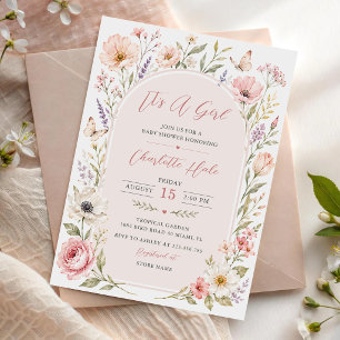 It's A Girl Floral Baby Shower Invitation
