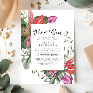 It's A Girl Floral Baby Shower Invitation