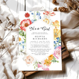 It's A Girl Floral Baby Shower Invitation