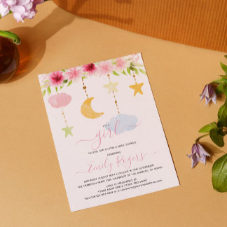 It's a girl floral baby shower party save the date