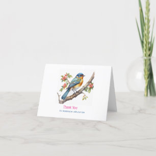 It's a girl floral bird's nest thank you card