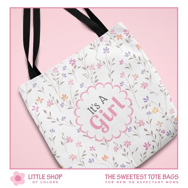 It's a Girl Floral Customisable Tote Bag (Creator Uploaded)