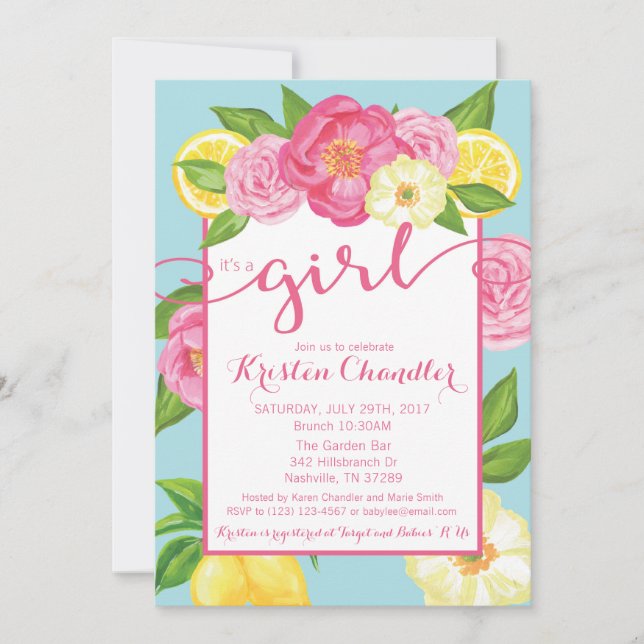 It's a Girl Floral Garden Baby Shower Invitation (Front)
