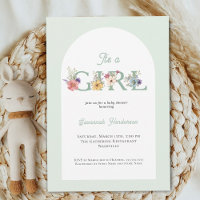 It's a Girl Floral Soft Green Baby Shower
