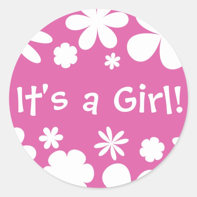 It's a Girl! Flower Power Envelope Sticker Seal (Front)