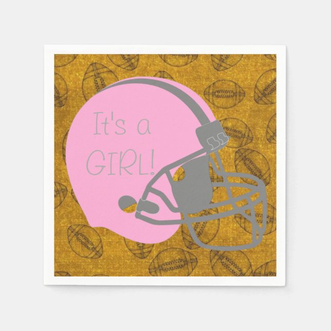 It's a Girl Football themed Baby Shower Napkins (Front)