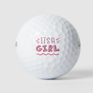 It's a girl for baby shower pink wording golf balls