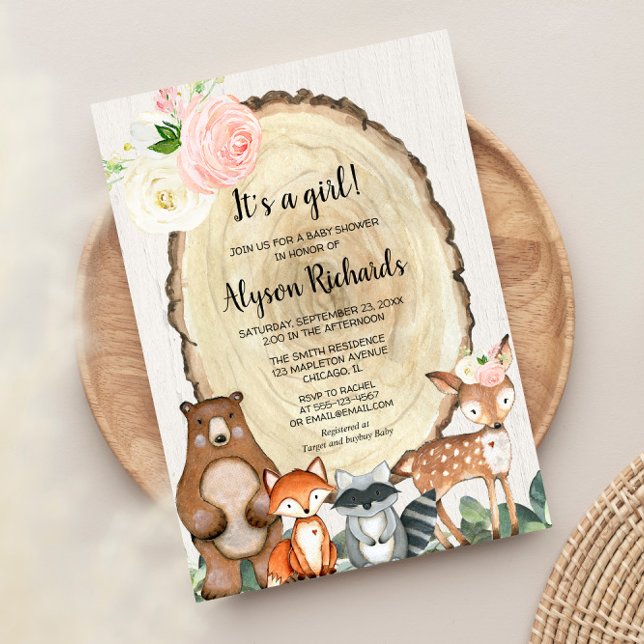 It's a girl forest friends woodland baby shower invitation (Creator Uploaded)