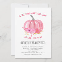 It's a Girl Fun Pun Pink Pumpkin Baby Girl Shower