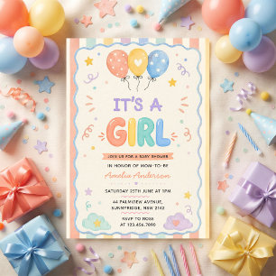 It's a Girl Fun Summer Tropical Pool Baby Shower Invitation