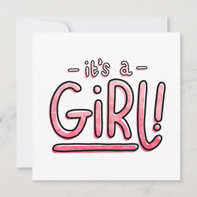 It's A Girl Gender Reveal Pink Gradient Pregnancy Holiday Card (Front)