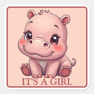 IT'S A GIRL - Gender Reveal Square Sticker