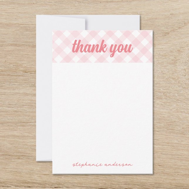 It's a Girl Gingham Baby Shower Thank You Card (Creator Uploaded)